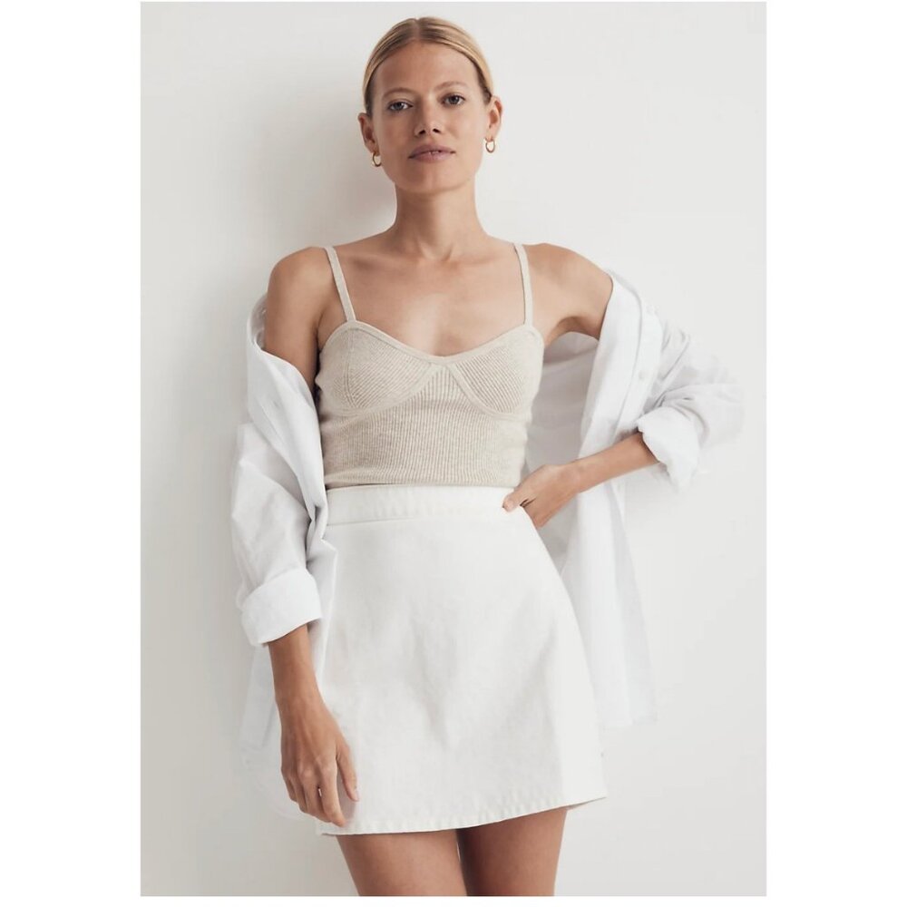 Madewell $70 Denim High Waist Straight Mini Skirt White Size 25 NF953